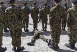 Un soldat s'effondre devant F. Hollande